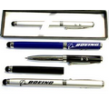 Metal Pen with Laser Pointer, LED Light & Stylus in Gift Box